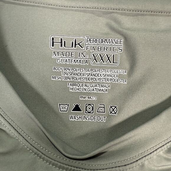 Huk Mens Performance Fishing Long Sleeve Pullover Gray Logo Shirt Size XXXL 3X - Picture 4 of 8
